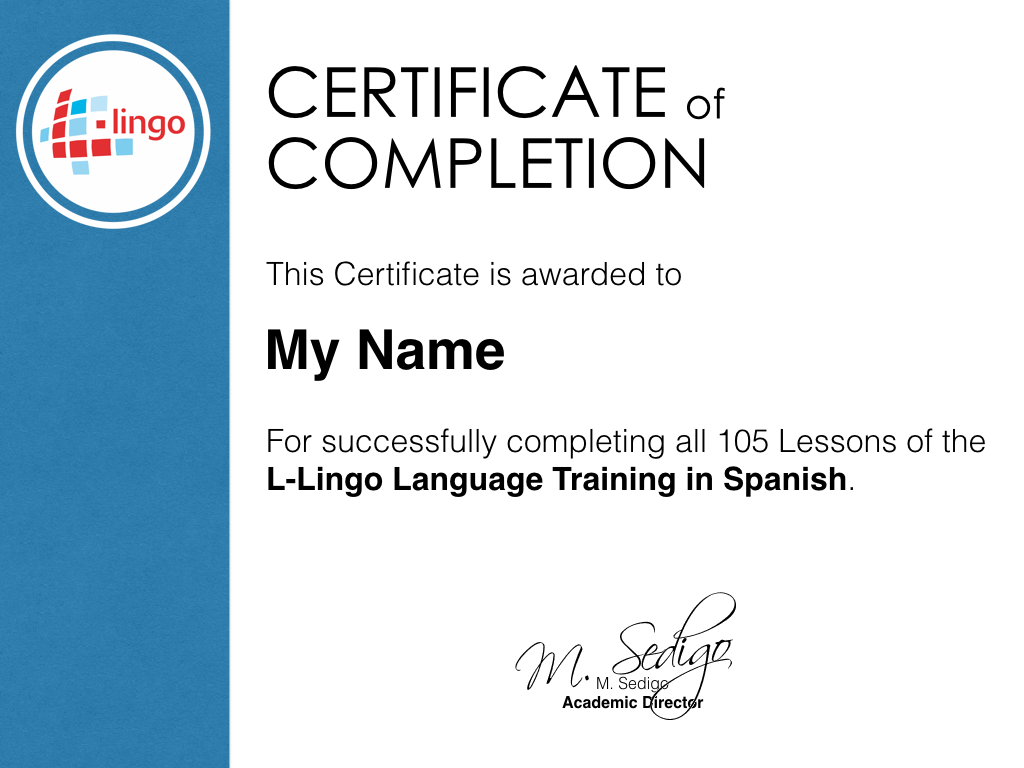 Certificates of Completion L Lingo Language Learning Blog